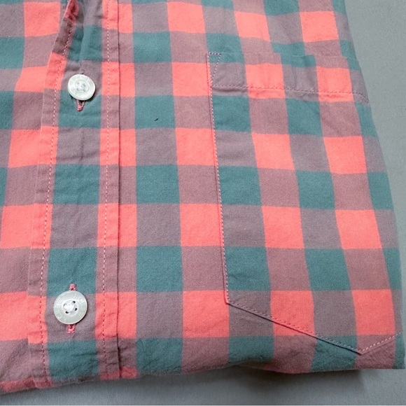 J. CREW men’s peach gray checkered button down long sleeve shirt, M. - Picture 5 of 5